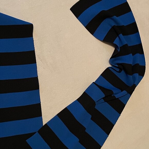 New York & Co.,GABRIELLE UNION, S Sweater Top, Scarf,Cobalt Blue Black Striped - Picture 5 of 12
